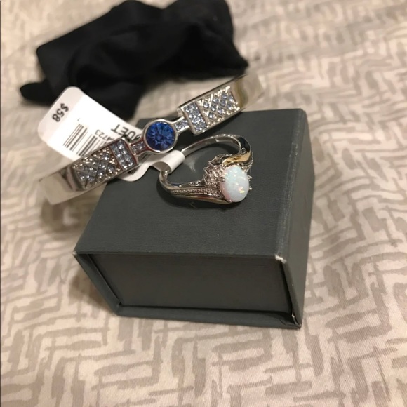 SS Opal Ring & Topaz Bracelet Set - Picture 2 of 4